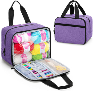 Smart Travel Yarn Organizer for Knitting Starter Kit Crochet Yarn Storage Tote Bag Small Portable Knitting Bag