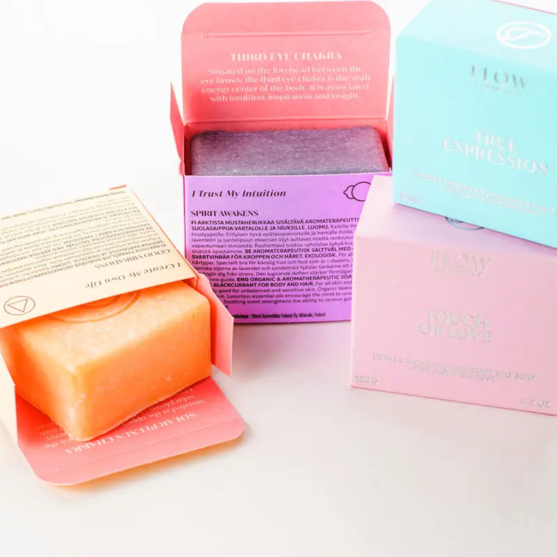 Imballaggio lucido della scatola di imballaggio della barra di sapone cosmetico di stampa personalizzata di alta qualità per la scatola di carta del sapone