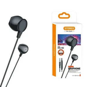 Earphone HS 56 3.5mm modis, headphone Stereo ujung karet, Earphone sekali pakai, earbud berkabel murah dalam jumlah besar