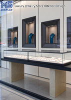 Design d'intérieur de bijouterie de luxe, vitrine de présentation de bijoux sur mesure avec éclairage LED, moderne et écologique