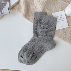 Autumn Winter Women Cashmere Mid Tube <b>Socks</b> Twist Korean Style Ins <b>Long</b> Tube Pile <b>Socks</b> Solid Color Japanese <b>Socks</b> - Product Image 5