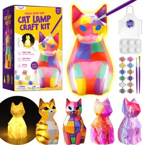 Peignez votre propre kit de lampe de <span class=keywords><strong>chat</strong></span> 1 pièces, kits de peinture d'art de <span class=keywords><strong>chat</strong></span> géométrique bricolage pour filles garçons, artisanat de fille garçon pour article de cadeau d'enfant - Product Image 2
