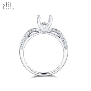 Bague de mariage pour femme en or blanc massif 18 carats de haute qualité, style romantique, avec diamant naturel sans pierre principale, semi-monture - Product Image 3
