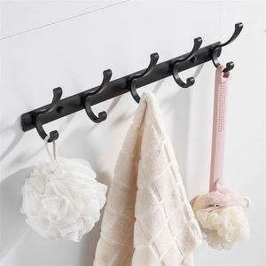 WEKIS Aluminum Alloy Brushed Contemporary Design Eco-Friendly Multifunction Self-Adhesive Wall Mounted 5 <b>Hooks</b> <b>Kitchen</b> Bathroom - Product Image 1