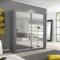 Armoire moderne en bois avec miroir et porte coulissante au design innovant, meubles écologiques pour chambre à coucher et salon, personnalisables pour usage domestique
