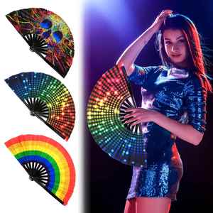 QM Hand Fan Custom Printed Large Rave 13 Inch <b>Bamboo</b> Ribs Full Color Printing LGBT Promotional Gifts - Product Image 4