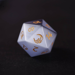 Fatto a mano D20 poliedrico RPG su misura inciso Logo <span class=keywords><strong>luna</strong></span> 16mm perle <span class=keywords><strong>di</strong></span> pietre preziose naturali per D & D giochi da tavolo COC Stone Metal - Product Image 3