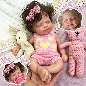 Muñeca <span class=keywords><strong>Reborn</strong></span> de Silicona de 12 Pulgadas, Hecha a Mano, <span class=keywords><strong>con</strong></span> Cabello Castaño, <span class=keywords><strong>Ojos</strong></span> <span class=keywords><strong>Cerrados</strong></span>, Detalles Realistas de Venas, Diferentes Expresiones, Regalo de Navidad para Niños - Product Image 1