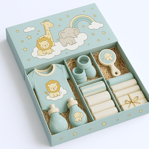 Set de Caja de Regalo de Lujo Personalizada para Recuerdo de Bebé con Juguetes Educativos Impermeables para Recién Nacidos y Forro de Esponja para Actividades de Aprendizaje Divertidas - Product Image 1