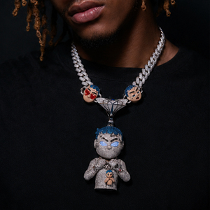 Nuovo Arrivo Premium: Ciondolo Hip Hop Personalizzato in Moissanite e Argento Sterling 925, Ciondolo 3D con Personaggio per Uomo, Gioiello di Tendenza - Product Image 3