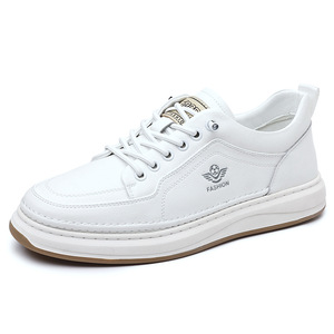 Baskets décontractées blanches pour hommes à lacets, bout rond, tige synthétique, semelle extérieure en caoutchouc, respirantes, chaussures de mode estivales - Product Image 5