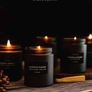 New Masculine Wooden Wick Pillar Candles Private Label 8% Fragrant Aroma for Home Decor Handmade and Scented for Diwali