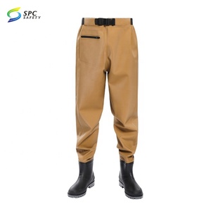 Léger jaune Nylon respirant imperméable Bootfoot Wading pantalon taille Wader pantalon pêche Wader pour hommes femmes avec des <span class=keywords><strong>bottes</strong></span> en PVC - Product Image 5