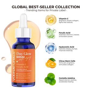 Suero Facial Coreano OEM ODM con 20% de <span class=keywords><strong>Vitamina</strong></span> <span class=keywords><strong>C</strong></span> y Ácido Hialurónico + Ácido Ferúlico <span class=keywords><strong>CE</strong></span>, Potente Antienvejecimiento, Antiarrugas y Blanqueador - Product Image 4