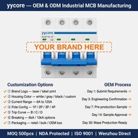 Yycore 4P MCB 220V 10kA ADB7-63 Courbe C 6A-125A Industriel IEC60898-1 CE CB CCC PA66 Ignifuge IP20 Protection 50/60Hz