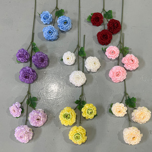Fleurs artificielles en soie, arrangement floral à 3 têtes, poisson Koi, décoration de mariage et de maison, fabrication chinoise, moulage par injection, fait main - Product Image 2