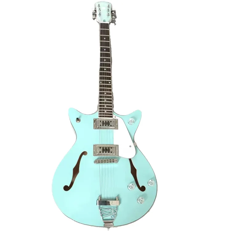 Guitare électrique bleue à corps semi creux OEM JA