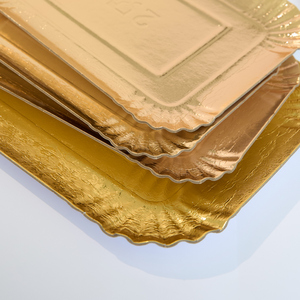 Assiettes jetables rectangulaires en <span class=keywords><strong>carton</strong></span> de 9 pouces, dorées, élégantes, pour servir des gâteaux, des desserts, des biscuits, des plateaux, des assiettes - Product Image 5