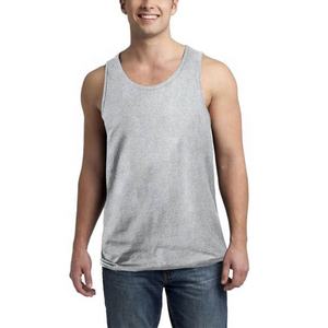 PIHA SPORTS Débardeur de fitness pour homme, col ras du cou, coupe ample, 100% coton jersey, tissu 160g, taille avant - Product Image 3