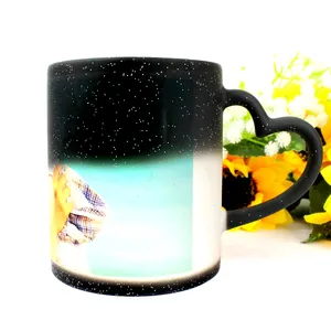 Großhandel costumized magie becher-Glitter Farbwechsel Tee becher Sublimation Benutzer definierte Druck becher Keramik Tee becher