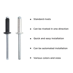 Fabricant de rivets aveugles DIN7337 Rivets aveugles pop en aluminium à tête plate de type ouvert - Product Image 4