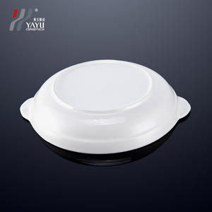 Bandeja Redonda de Porcelana Blanca para Servir, Plato Hondo con Dos Asas, Vajilla de Hotel, Apta para Microondas, Color Sólido 1250 - Product Image 3