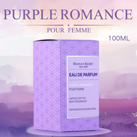 Parfum de haute qualité 100 ml du Moyen-Orient PURPLE ROMANCE, parfums à la lavande, design carré simple pour le marché des parfums féminins
