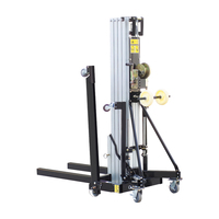 SUNTOP AML Plateforme élévatrice manuelle portable à mât unique en alliage d'aluminium avec treuil manuel, roulettes pivotantes et pieds de stabilisation 8m