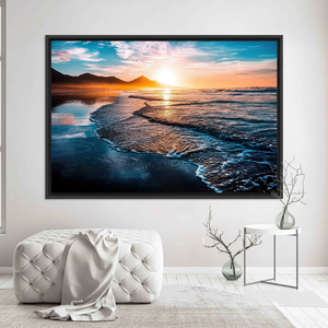 Printed Canvas Art: Coastal Sunset Seascape View Wall Decor,BLACK <b>FRAMED</b> CANVAS - Product Image 3