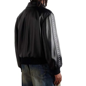 بيع بالجملة OEM شعار مخصص ملابس الشارع نمط البونك سحاب نظيفة تناسب رصع بو الجلود سترة الانتحاري - Product Image 3