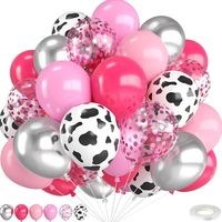 Kit d'arche de ballons rose argenté métallisé à imprimé vache, thème western cowgirl, pour anniversaire de filles de 18/21 ans, ferme, enterrement de vie de jeune fille, fournitures de fête