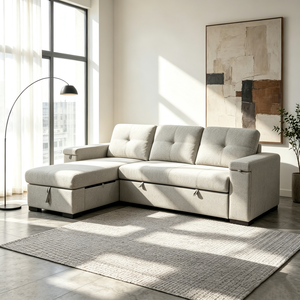 Sofá Cama Seccional Esquinero Convertible de 3 Plazas con Botonaduras y Almacenamiento Oculto al por Mayor - Product Image 1