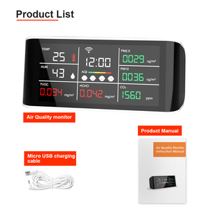 Analyseur de gaz Wi-Fi multifonctionnel direct usine, détecteur de concentration PM2.5, CO2, HCHO, TVOC avec capteur NDIR, alimenté par batterie, pour extérieur - Product Image 2