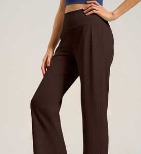 Pantalon de yoga taille haute, coupe droite ample, longueur mollet, effet amincissant et rehausseur de fessier, extensible dans les quatre sens, taille XXL, couleur pêche - Product Image 3