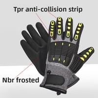 Gants anti-choc, anti-écrasement, résistance aux impacts niveau 3, résistance aux coupures, résistance à l'usure, antidérapants, texture givrée, avec manchette tricotée