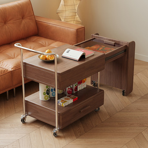 Aoga Furniture Solid Wood Movable Coffee <b>Table</b> Adjustable Height Living Room <b>Sofa</b> <b>Side</b> <b>Table</b> Small Apartment Trolley - Product Image 3