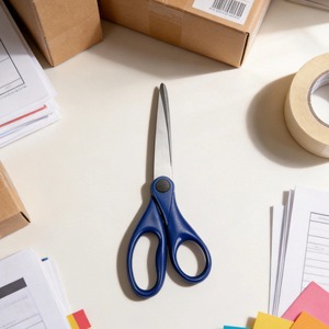 Stainless Steel Office Scissors Blue 180mm Straight Blade For Paper Crafting DIY Home Use - Product Image 1
