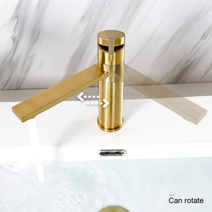 Grifo de Lavabo de Latón con Sensor Sin Contacto, Rotación de 360 Grados, Válvula de Cerámica, Acabado Dorado Cepillado, Grifo con Medidor de Agua para Gimnasio - Product Image 1