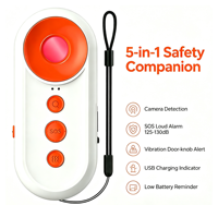 MEINOE Alarme avec détecteur de caméra cachée et capteur de vibration - Dispositif de sécurité personnel rechargeable pour hôtel et voyage CE FCC