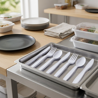Ensemble de couverts en plastique blanc jetables, couteau, fourchette, cuillère, sans danger pour les aliments, pour la restauration et les fêtes