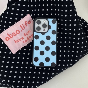เคสโทรศัพท์ลายจุดสีน้ำเงินดำสไตล์เกาหลี สำหรับ iPhone 17 Pro Max 16 15 14  แบบน่ารักสำหรับสาวๆ ป้องกันการกระแทก - Product Image 3