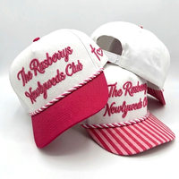 Gorra de Béisbol Personalizada con Logotipo Bordado en 3D, 100% Algodón, para Mujer, 5 Paneles, Rosa y Blanco, Dos Tonos, Gorra Snapback Lisa
