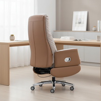 Chaise de bureau exécutive à dossier haut en similicuir PU gris, pivotante, inclinable, avec repose-pieds, pour bureau à domicile et chambre, directement de l'usine