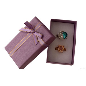 Fashionable Ring Ear Studs Bow Jewelry <b>Box</b> Recycled Material Grain Pendant Pair Matt Lamination Sponge Lining for Gift <b>Packing</b> - Product Image 2