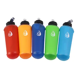 Oem/Odm Waterfles Opvouwbaar 250Ml 350Ml 500Ml TPU Sport Hardlopen Bpa Gratis Opvouwbare Waterkoker Inklapbare Fles Met Zacht Water