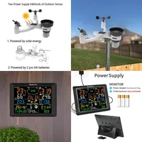 Station météo WiFi 7-en-1 0320-025T avec surveillance solaire à distance, température, humidité, vitesse du vent, pluie, UV, 8 capteurs de température