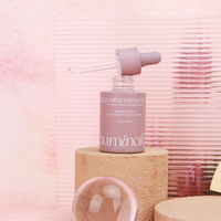 Flacon compte-gouttes en verre rose mat de 30 ml avec impression sérigraphique et logo personnalisé pour l'emballage des soins de la peau (sérum, crème et crème pour les yeux)