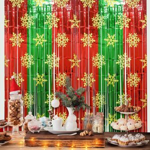 Cortina de Navidad con Diseño de Copos de Nieve y Borlas, Decoración Rectangular para Fiestas, Impresa en Serigrafía - Product Image 5