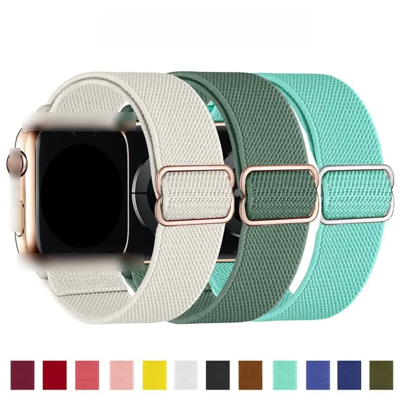 Adjustable Elastic Watchband Woven Braided Watch Band for apple watch series 8 45 mm fabric watch strap