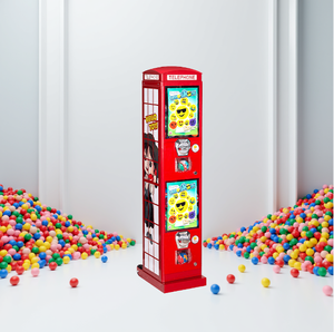Máquina Expendedora de Cápsulas de Juguete de Metal y Acrílico con Diseño de Cabina Telefónica Roja, Duradera para Exteriores, Capacidad de 200-300 Unidades - Product Image 1